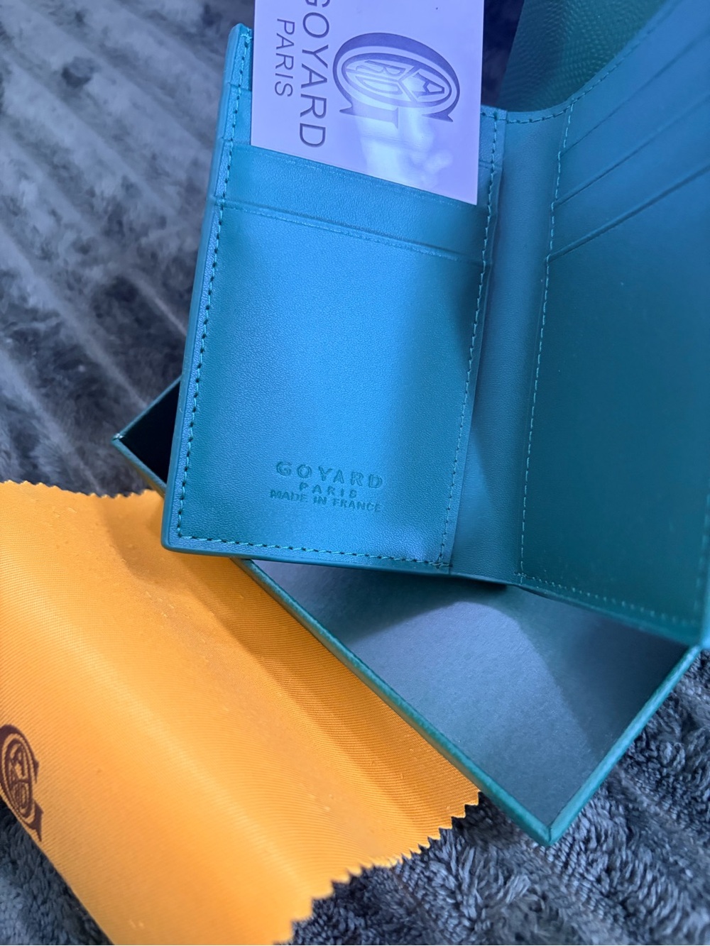 Goyard Teal Chevron Card Holder with Box - Picture 6 of 8